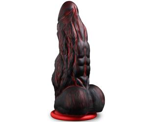 25 × 7,5 cm XXL Dildo Gigante Realistico con 2 Grande Nodi e Protuberanze, Animal Fallo Plug Anale con Ventosa, Sex Toys in Silicone Fantasy Nero Rosso per Uomini Donne Gay BDSM