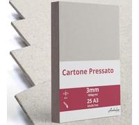 25 A3 Cartone Pressato 3mm di spessore - formato 42x29,7cm - Cartoncino per rilegatura A3 da 1850gsm/m2 - Cartone vegetale rigido per Modellismo, Scrapbooking, Artigianato e Copertine per rilegature