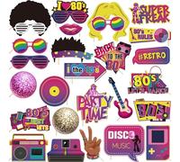 25 accessori per cabina fotografica anni '80, a tema discoteca anni '80, accessori per selfie e bomboniere, decorazioni per feste di compleanno hip hop e discoteca