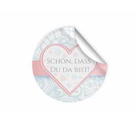 25 adesivi SCHÖN DASS DU DA BIST etichette per bomboniere per matrimonio, battesimo, compleanno, anniversario (4,5 cm rotondo)