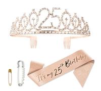 25 Anni Corona Compleanno E Fascia Compleanno, per Feste Di Compleannos | Decorazioni Compleannos Donna, Fascia Miss, Porta Un Divertimento Senza Fine Alla Tua Festa Di Compleannoss
