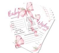 25 biglietti di previsione per bambini, design con fiocco rosa, giochi per baby shower per consigli per neo genitori, giochi di rivelazione di genere, decorazioni per baby shower e ricordi