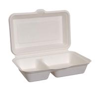 25 Box con coperchio per asporto 2 scomparti compostabili 15,5x23,5xh7cm