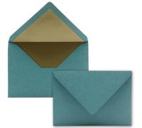 25 buste da lettera in carta kraft eucalipto - formato DIN C6 - 114 x 162 mm - 11,4 x 16,2 cm - chiusura da inumidire - superficie opaca e rivestimento metallizzato dorato - senza finestra - per