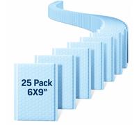 25 buste imbottite (azzurre) per CD, gioielli e cosmetici - autoadesive, 15,3 cm x 22,9 cm [Protezione della privacy e colore unico] Lo strato interno bianco protegge i tuoi prodotti spediti da occhi