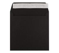 25 buste quadrate per lettere, colore nero, 15,5 x 15,5 cm, 120 g/m², con chiusura adesiva, resistenti senza finestra, dal vostro agente Glüxx