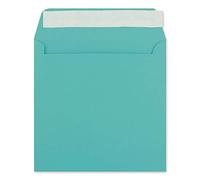 25 buste quadrate per lettere, colore turchese, 15,5 x 15,5 cm, 120 g/m², con chiusura adesiva, resistenti senza finestra, dal vostro agente Glüxx