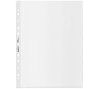 25 Buste trasparenti perforate Leitz A4 maxi PP 100 micron opaco goffrato | Buste fori universali; anti-copia; A4; Protettive e resistenti; Striscia rinforzata