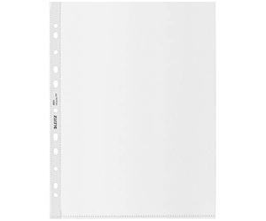 25 Buste trasparenti perforate Leitz A4 maxi PP 100 micron opaco goffrato | Buste fori universali; anti-copia; A4; Protettive e resistenti; Striscia rinforzata