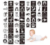 25 Carte di Stimolo Visivo per Bambini, Flashcard a Contrasto Elevato in Bianco e Nero a Doppia Faccia per lo Sviluppo Sensoriale Montessori (14cm x 14cm)