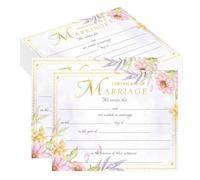25 certificati di matrimonio con bordi in lamina d'oro, 28 x 21,9 cm, vuoti, in carta, certificati di matrimonio, certificati di matrimonio, proposte di matrimonio (colore 2)