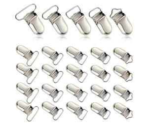 25 clip per ciuccio, reggicalze in metallo, per bavaglini in tessuto, vestiti, giocattoli per bambini, regali fai da te, guanti per la casa, lenzuola, giarrettiere, argento, 5 stili
