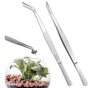 25 cm, pinzette curve lunghe, in acciaio inox, antiscivolo, lunghe, 2 pezzi, angolate per animali acquatici, coralli, fai da te, germogli di piante