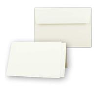 25 confezioni di biglietti formato DIN A6/C6 con biglietti pieghevoli in crema, 10,5 x 14,8 cm, busta con chiusura adesiva, fogli di inserto in crema