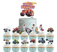 25 decorazioni per torta Blaze e le macchine dei mostri | Set di decorazioni per torte e cupcake, decorazione di compleanno di Cars