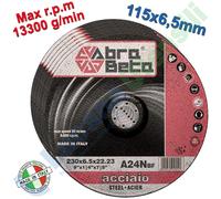 25 Dischi da Sbavo 115x6,5mm Depresso ABRA BETA per Acciaio Smerigliatrice A24N