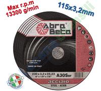 25 Dischi da Taglio 115x3,2mm Depresso ABRA BETA per Acciaio Smerigliatrice A30S