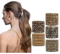 25 elastici per capelli senza cuciture, motivo leopardato alla moda, morbidi supporti per coda di cavallo per donne e ragazze, nessun danno o trazione per capelli spessi e ricci, 5 colori