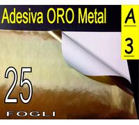 25 FF A3 42X29,7 ADESIVO ALLUMINIO ORO ETICHETTE STAMPANTE LASER PLOTTER