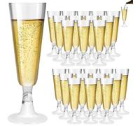 25 Flute Champagne Plastica Rigida Trasparente, Calici Vino Lavabili Riutilizzabili 150ml, Calice Eleganti Trasparenti, Tazze Flauti Cocktail,Bicchieri Spumante per Feste Matrimoni Compleanni Natalizi