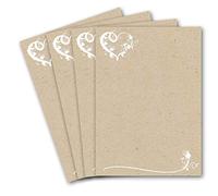 25 fogli di carta da lettere in formato DIN A4, effetto carta kraft con decorazione floreale a forma di cuore - Carta da lettere stampabile da scrivere, ideale per inviti a matrimoni e compleanni