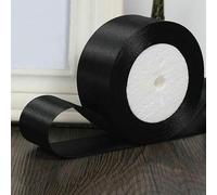 (25 iarde/rotolo) Nastro di raso monofacciale fai da te, fiocco, artigianato, decorazione per feste di matrimonio, nastro da regalo (6/10/15/20/25/40/50 mm) - nero - 40 mm