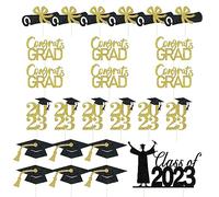 25 inserti per torte, toppers per torte glitterate, accessori creativi per cupcake, forniture per feste a tema laurea, toppers decorazione cappello da scapolo, adatti per feste di laurea