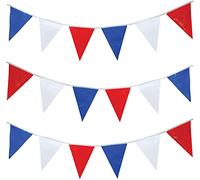 25 m rosso bianco e blu bandierine ghirlanda Union Jack Banner decorazioni per feste forniture eventi sportivi pub barbecue tema reale francese USA 2 confezioni da 25 m - 50 bandiere
