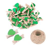25 Mollette da Bucato a Forma di Cuore in Legno, Multicolore, Clip per Foto da 3 cm, Piccole Spille Con Stringa per Esporre Foto