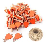25 mollette da bucato a forma di cuore in legno, multicolore piccole mollette con cuore, clip per foto a forma di cuore, piccole mollette da 3 cm