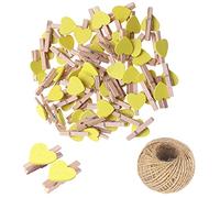 25 mollette da bucato a forma di cuore in legno, multicolore piccole mollette con cuore, clip per foto a forma di cuore, piccole mollette da 3 cm, con cordino per esporre foto