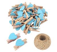 25 mollette da bucato a forma di cuore in legno, multicolore piccole mollette con cuore, clip per foto a forma di cuore da 3 cm, minuscole spille con stringa per esporre foto