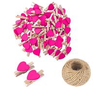 25 mollette da bucato a forma di cuore rosso rosa, piccole mollette multicolore con cuore, clip per foto a forma di cuore da 3 cm, minuscole spille con stringa per esporre foto