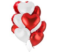 25 Palloncini a Forma di Cuore Rossi e Bianchi ad Elio o Aria per Decorazione Romantica, San Valentino, Anniversario Matrimonio e Fidanzamento