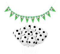 25 palloncini da calcio, 1 bandiera da calcio, palloncini stampati con palloncino, decorazioni per feste di compleanno, decorazioni per feste di calcio