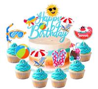 25 pcs decorazioni per torte da spiaggia torta con tavola da surf per l'estate decorazioni per torte per feste in piscina decorazioni per torte luau decorazioni per torte hawaiane decorazioni estive