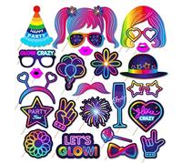 25 PCS Glow Photo Booth Props Accessori, Puntello Decorazioni DIY Fotografiche per Compleanno, Matrimonio, Carnevale, Halloween, Festa di Natale
