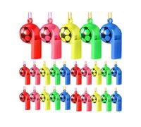 25 Pcs Plastic Whistles with Lanyard Soccer Pattern Training Sports Whistle Kids Whistle for Referee School Camping Soccer Party Favors, World Cup Soc