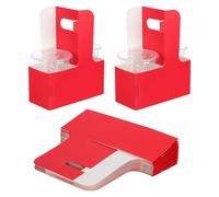 25 Pcs Portabibite Con Manico Cartone Kraft Portabicchieri Doppio, Rosso