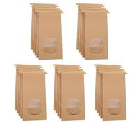 25 Pcs Sacchetti Carta Kraft Marroni 17x9x6cm, Sacchetto di Carta Sandwich con Finestra Trasparente e Filo Sigillante, Sacchetto Pane A Prova di Olio per Biscotti, Caramelle, Chicchi di Caffè