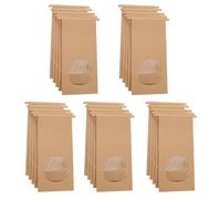 25 Pcs Sacchetti Carta Kraft Marroni, Sacchetto di Carta Sandwich con Finestra Trasparente e Filo Sigillante, Sacchetto Pane A Prova di Olio per Biscotti, Caramelle, Chicchi di Caffè (25x9x6cm)
