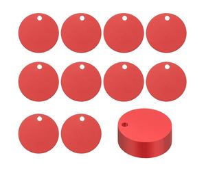 25 Pcs Tondelli In Metallo Da 1.6" Per Incisione, Tondello Forato Rosso