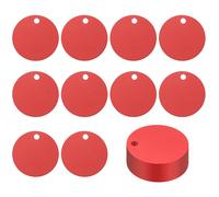 25 Pcs Tondelli Metallici Da Incisione 1.2", Tondelli Vuoti Con Foro Rosso