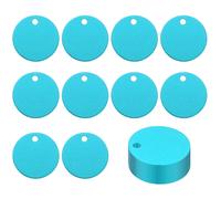 25 Pcs Tondelli Metallici Da Incisione 1" Vuoti, Tondello Con Foro Blu Lago