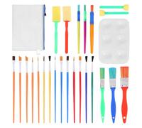 25 pennelli da pittura, 1 astuccio, pennello colorato, set di pennelli, pennello lavato, pennello per attrezzi in spugna, set di pittura fai da te