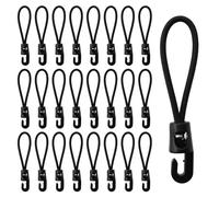 25 Pezzi 10cm Elastici con Gancio Tenditore in Gomma con Ganci Espansore Multiuso con Gancio Multifunzionale Corda Elastica per Campeggio Telone Portabagagli Auto e Bici (Nero)