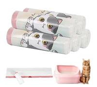 25 pezzi/5 rotoli da 114 x 45 cm, sacchetti per lettiera per gatti con laccetti, sacchetti per lettiera autopulenti, capacità di carico 10 kg, per il trasporto, per la spazzatura, resistente agli