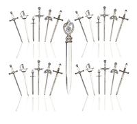 25 Pezzi 7 Tipi di Segnalibri in Metallo Vintage,Ciondoli con Ciondoli Segnalibri con Coltello a Spada Lunga Segnalibro a Pugnale Lungo Forniture Artigianali per Amanti dei Libri fai da te (Argento)