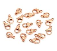 25 pezzi 9 * 6/10 * 6/11 * 7/12 * 7/13 * 8mm Chiusure a moschettone in acciaio inossidabile Ganci Connettori terminali Chiusure per la creazione di gioielli fai da te Collana oro rosa 9x6mm