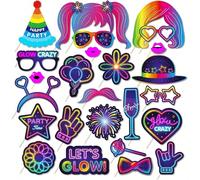 25 pezzi Accessori per cabina fotografica con luci al neon, luci al neon a tema "Let's Glow" che brillano al buio, adatti per feste di compleanno, discoteche al buio, decorazioni per feste con luce ne